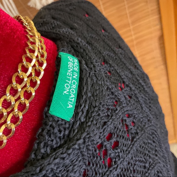 Vintage BENETTON Crochet Cardigan Belted - Picture 8 of 12